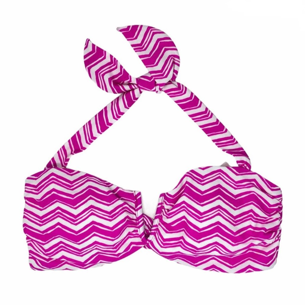 NWT Gap Body Bikini Split Bandeau Pink Chevron Top Medium